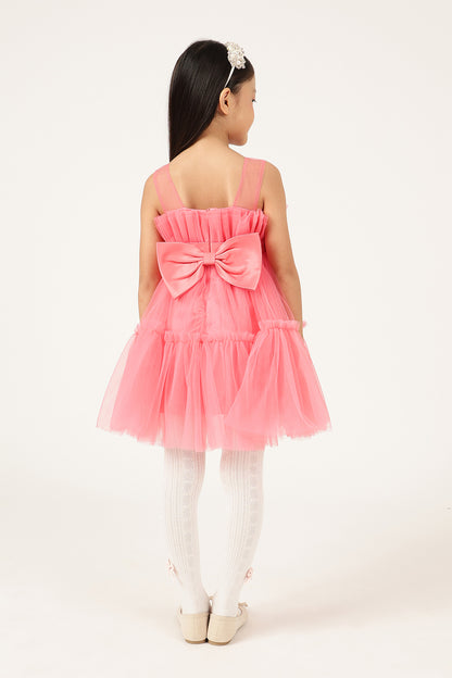 Girls Solid Zip Sleeveless Party Dress