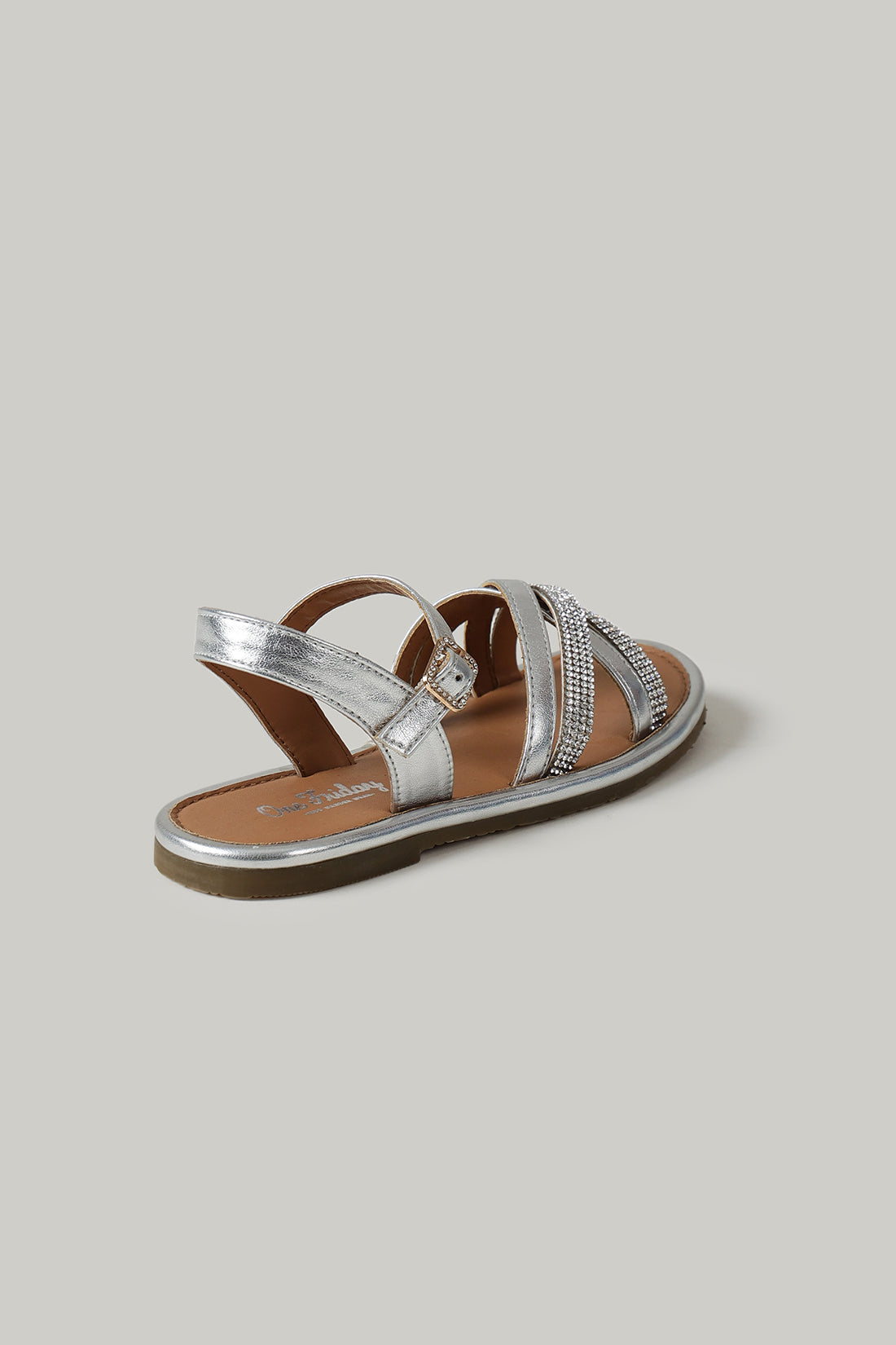 One Friday Girls Silver Solid Sandal