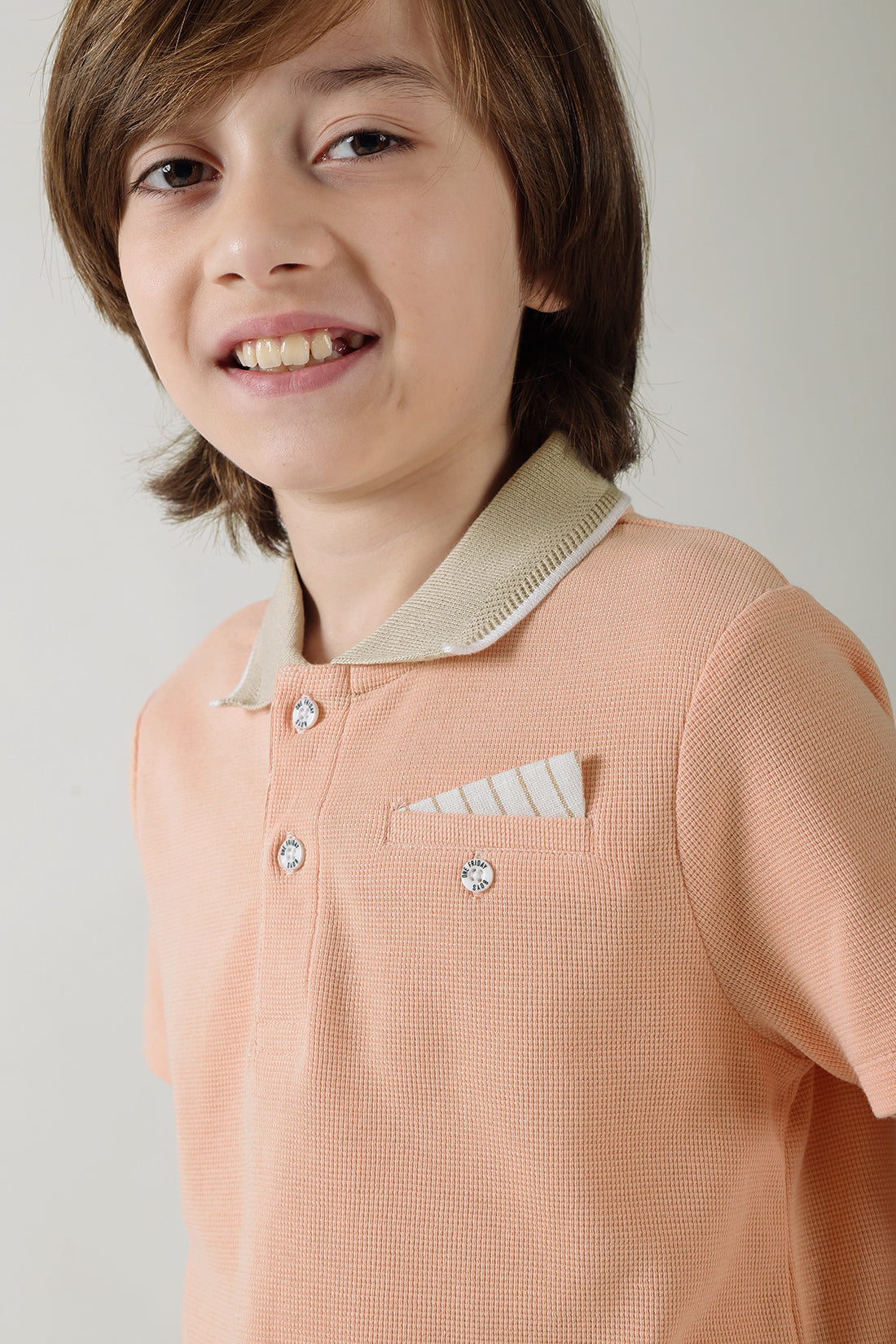 Boys Pink Regular Fitted Half Sleeve Textured T-Shirts By One Friday