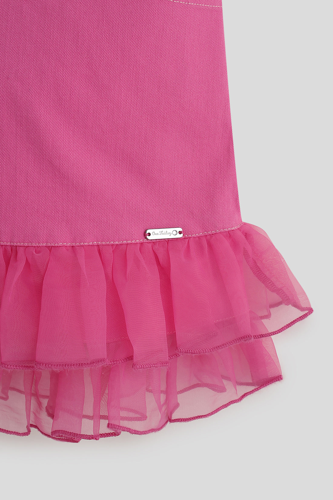 One Friday Girls Pink Solid Skirt