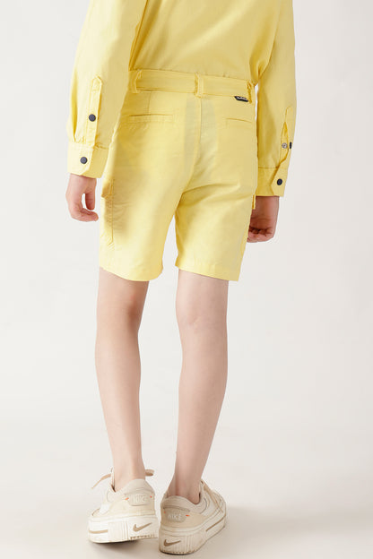 Boys Yellow Solid Shorts by One Friday