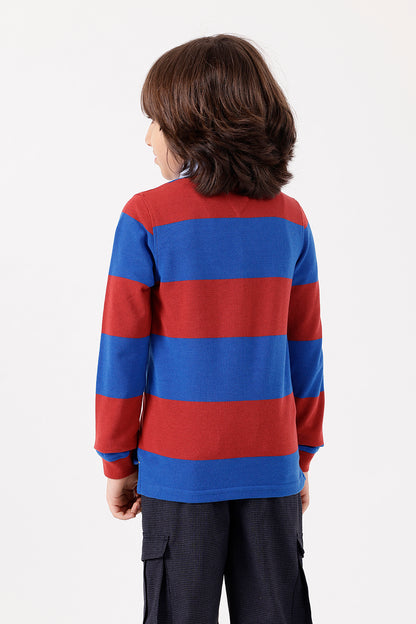 Boys Multi Striped Polo Full Sleeve T-Shirt | One Friday