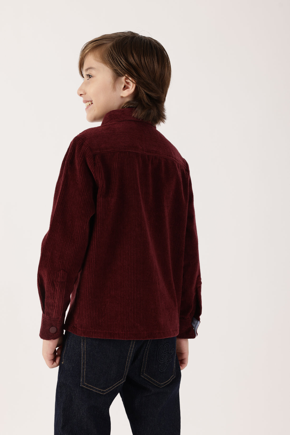 Boys Burgundy Cotton Knit Overshirt
