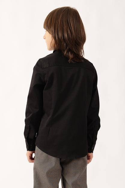Boys Black Woven Full Sleeve Shirt