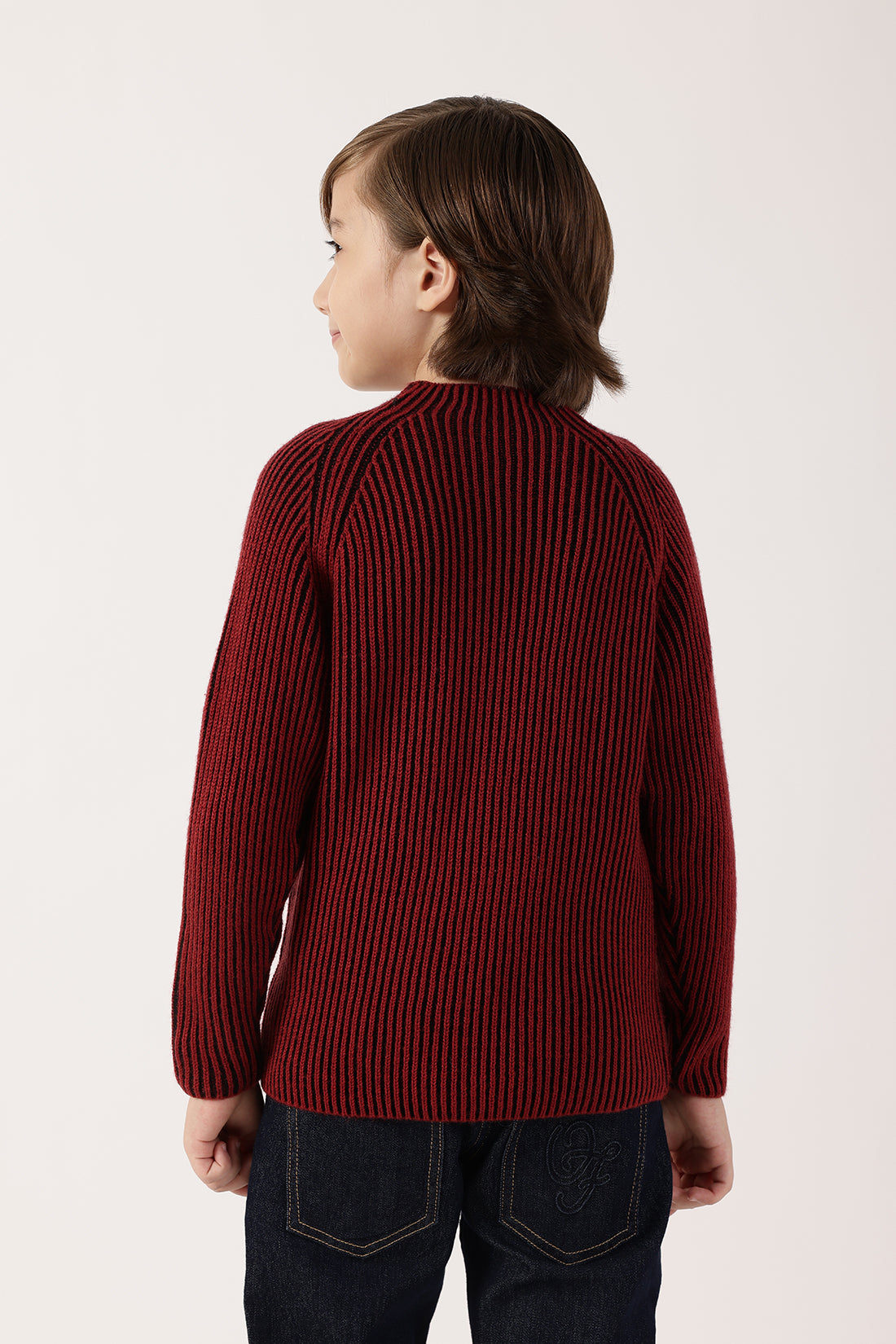 Boys Burgundy Sweater – Classic Round Neck Winter Knit | One Friday