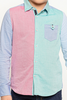 One Friday Varsity Chic Dual-Colored Blue and Pink Full Sleeves Shirt for Boys