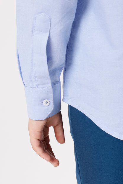 Boys’ Blue Solid Woven Shirt One Friday