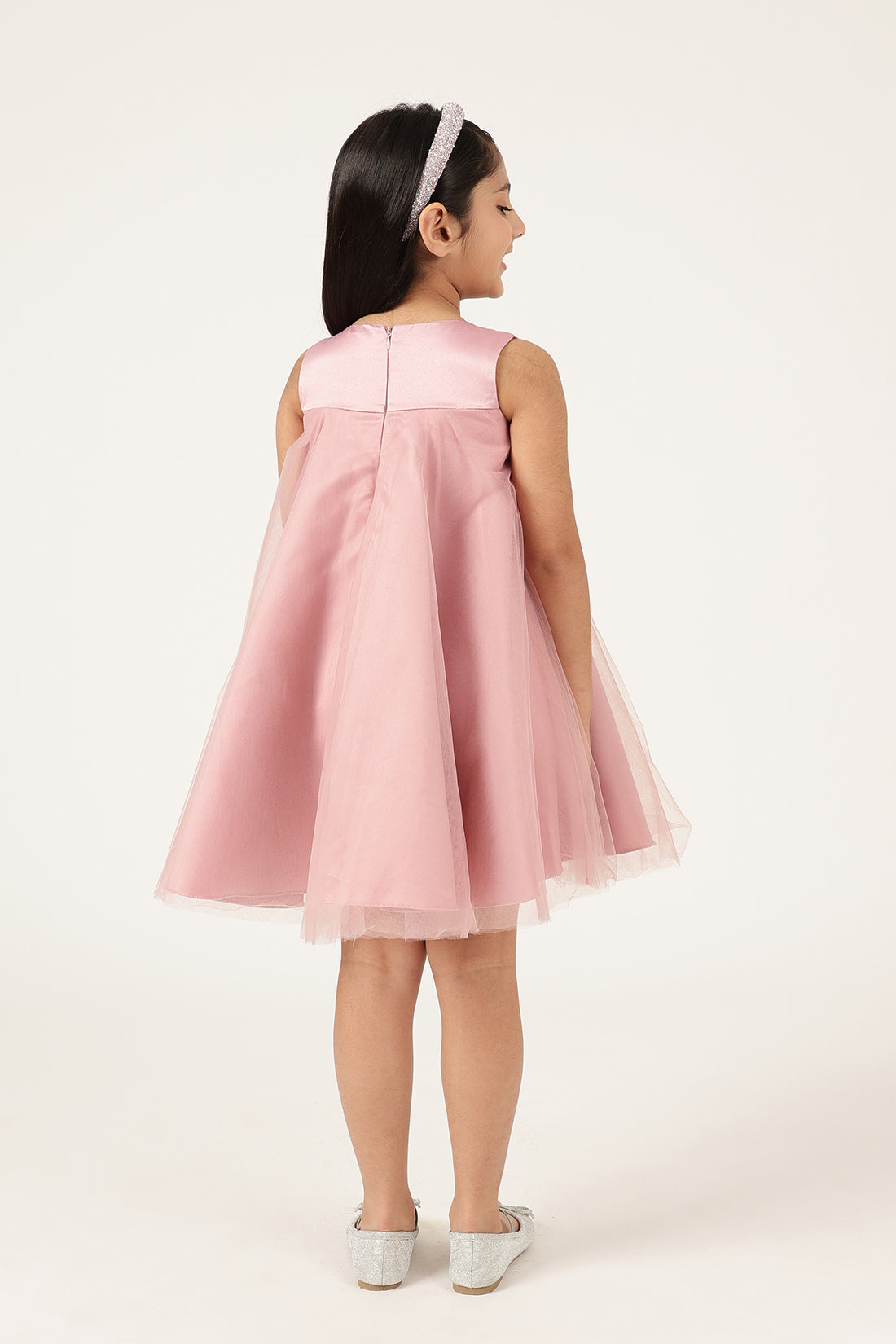 Girls Off Shoulder Sleeveless Zip Dress