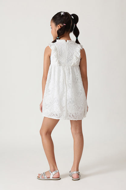 Girls Off White Lace Dress