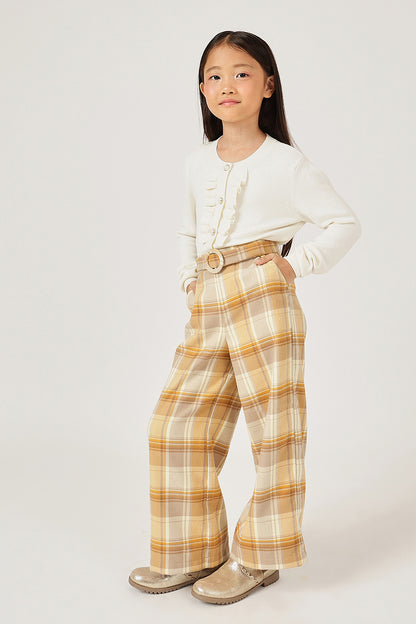 Girls Multicolour Checked Trouser with Button