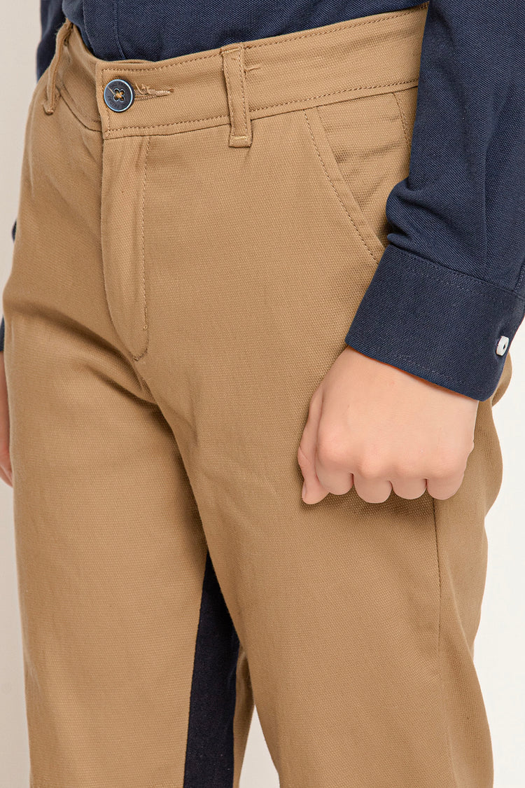 OneFriday Varsity Chic Beige Striped Side Detail Trousers for Boys