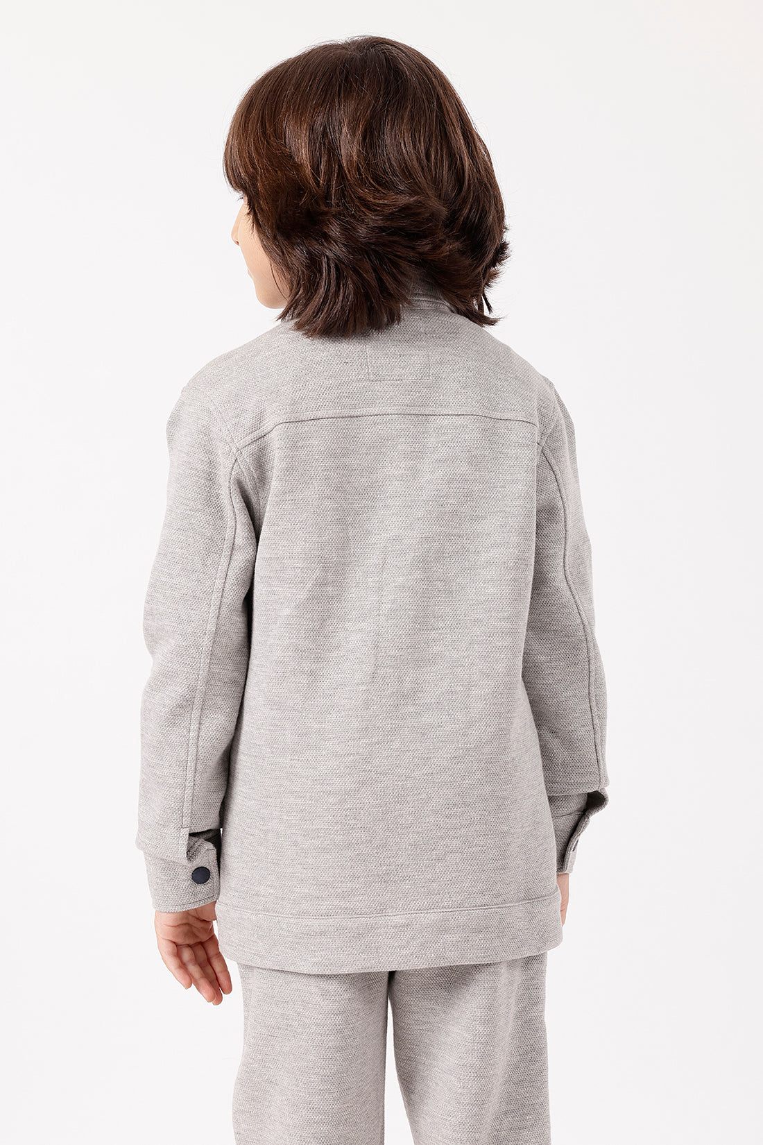 Boys Grey Cotton Knit Overshirt One Friday