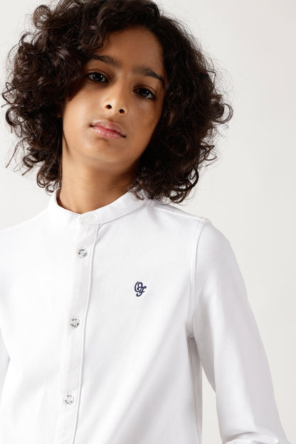 Boys White Regular Fitted Solid Shirts By One Friday