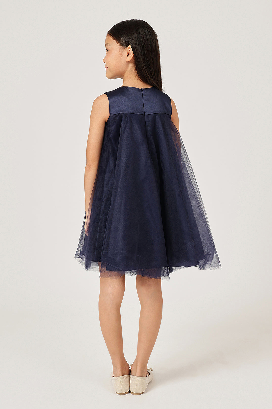 Girls Navy Blue Sleeveless Dress