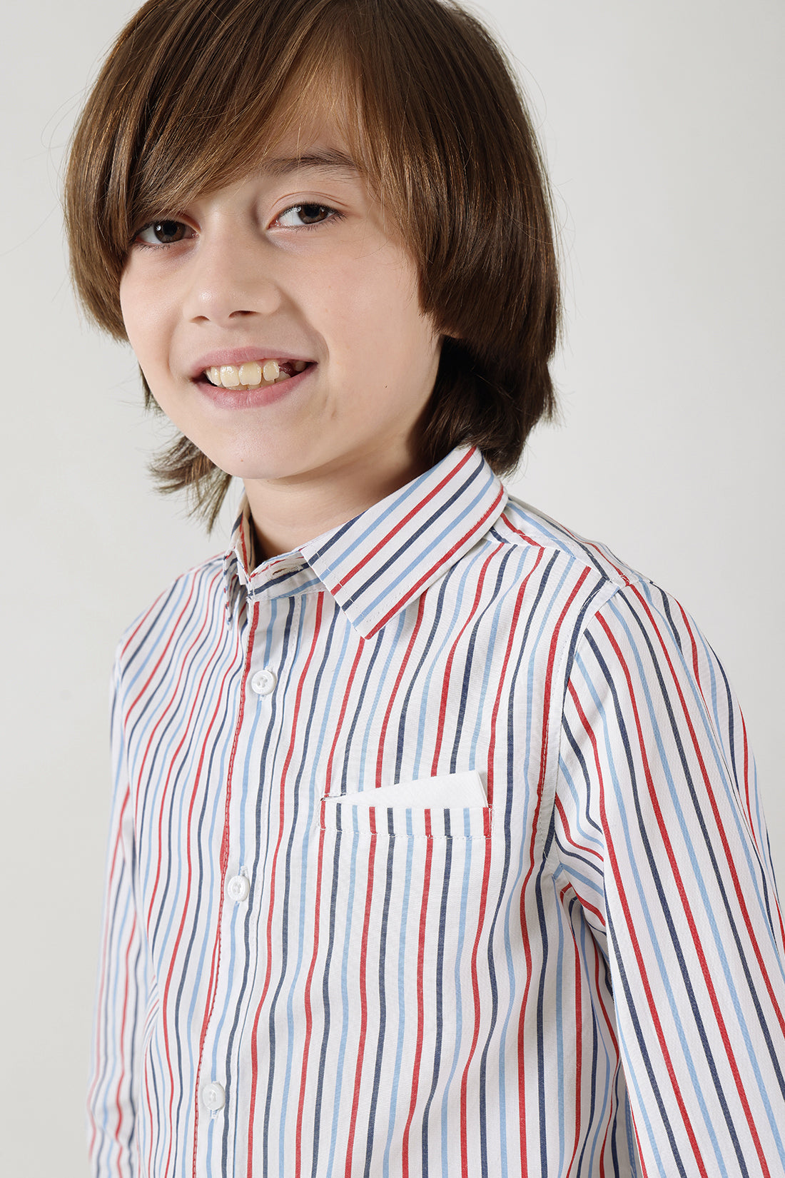 Boys Multi Regular Fit Full Sleeve Striped Shirt by One Friday