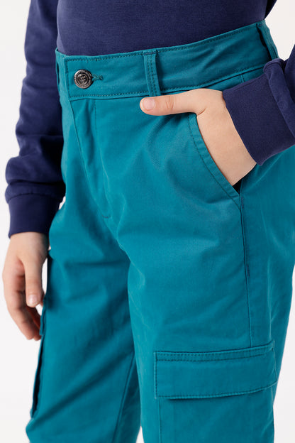Boys Teal Trouser –  Spandex Woven