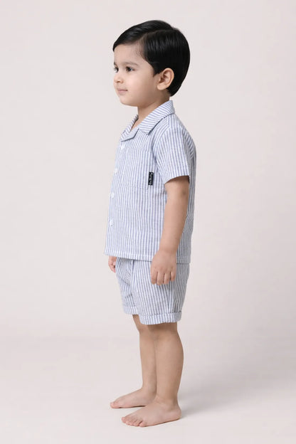 Baby Boys Blue Striped Casual Clothing Set