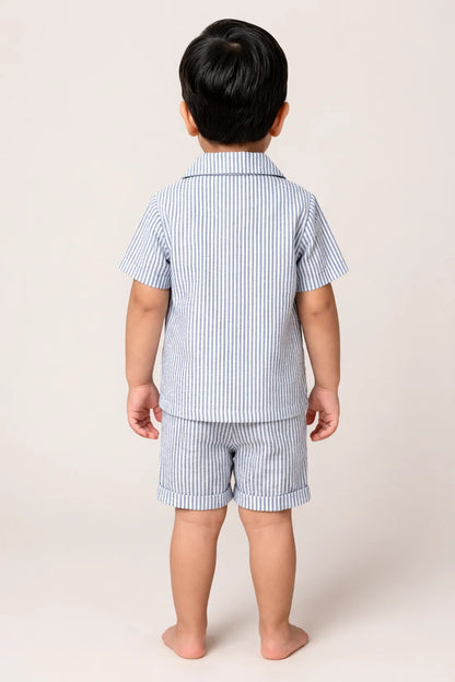 Baby Boys Blue Striped Casual Clothing Set