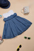 One Friday Infant Girls Cotton White & Blue Denim Color block Dress