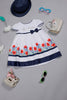 One Friday Infant Girls White Cotton Floral Printed Dress with Contrast Piping - One Friday World
