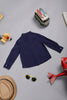 One Friday Baby Boys Navy Blue Full Sleeves Stretchable Knit Shirt With Embroidery