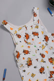 One Friday Baby Boys Off White Cotton Timon and Pumba Printed Dungaree