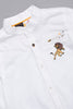 One Friday Kids Boys White Cotton Chinese Collared Shirt Disney's Lion King Embroidered