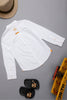 One Friday Kids Boys White Cotton Chinese Collared Shirt Disney's Lion King Embroidered