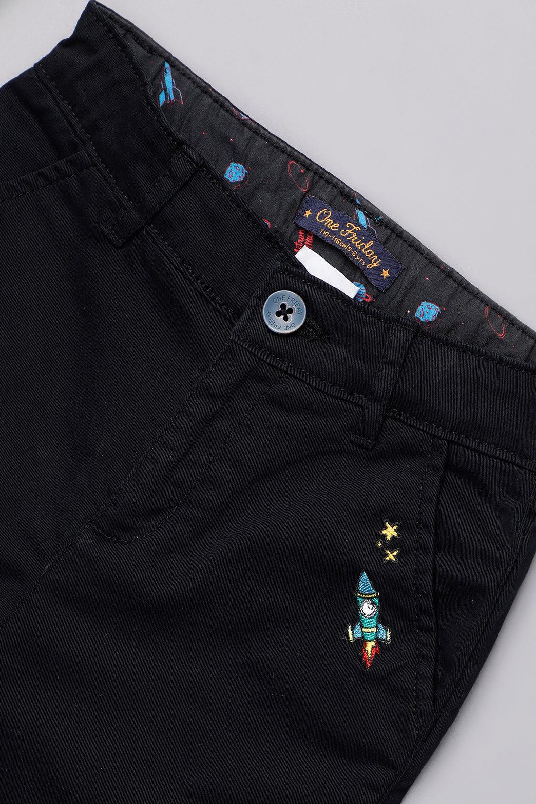 One Friday Kids Boys Mickey Black Colored Trouser