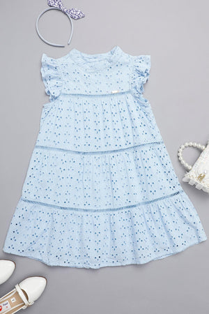 One Friday Kids Girls Blue Cotton Dress