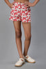 One Friday Kids Girls Red & White Bow Printed Cotton Short