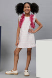 One Friday Kids Girls Pink Frilled Lurex Tweed Dress