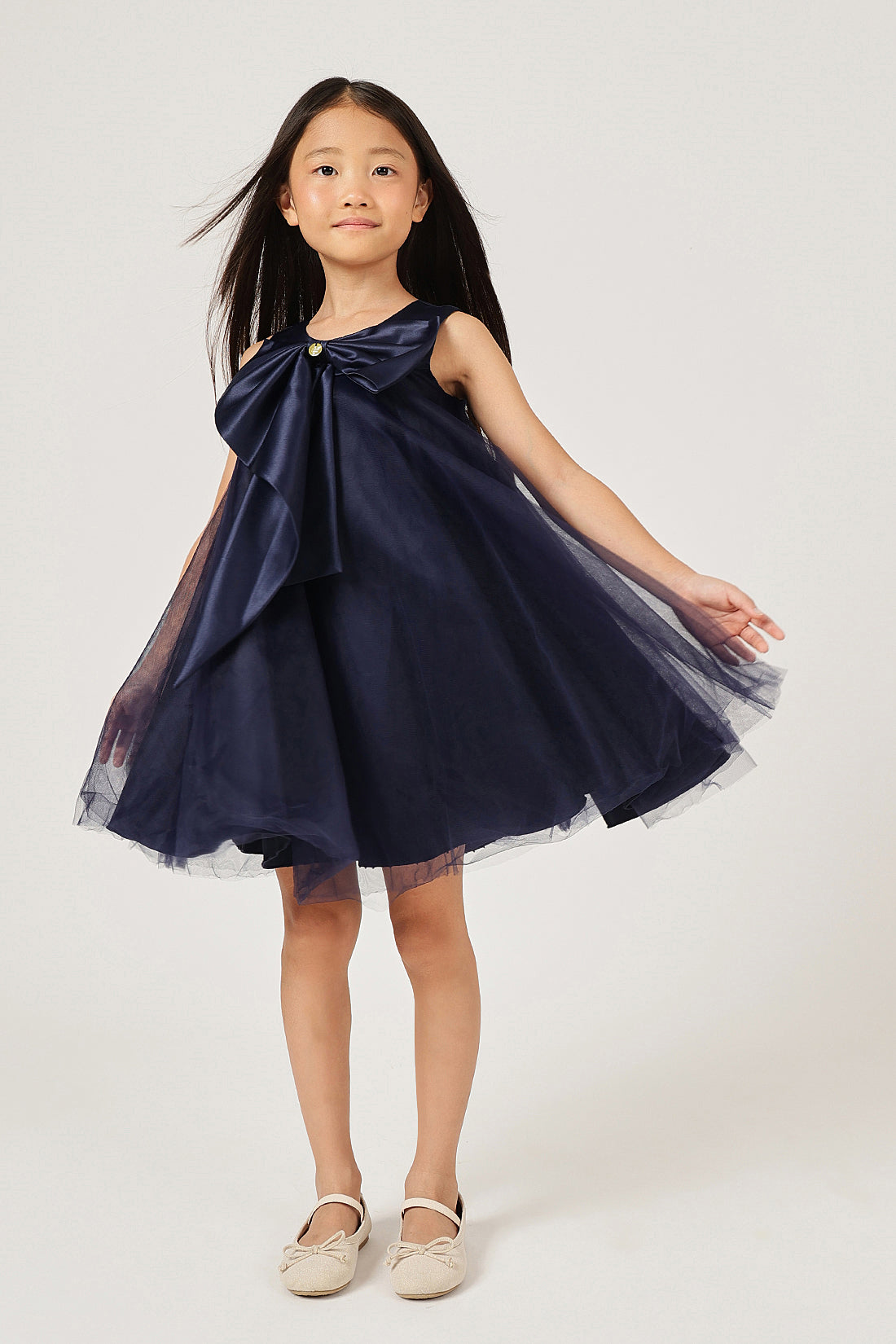Girls Navy Blue Sleeveless Dress