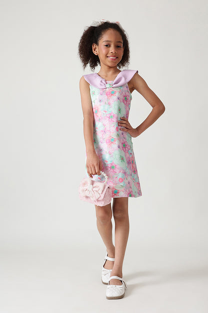 The Girls Multi Color A-Line Off-Shoulder Floral Printed Dress by One Friday