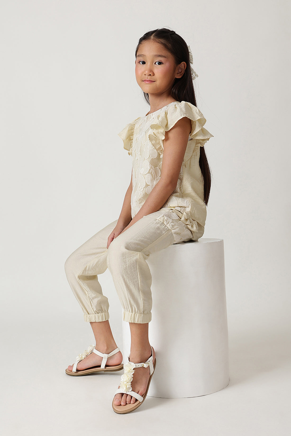 Girls Sand Regular Fit Sleeveless Solid Top by One Friday