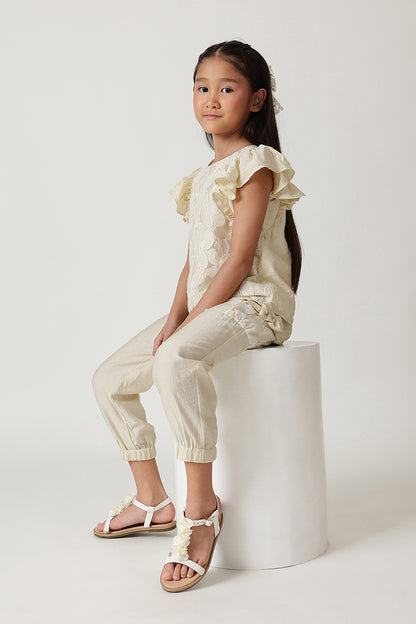 Girls Sand Regular Fit Sleeveless Solid Top by One Friday