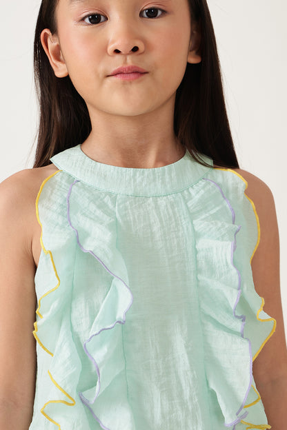 One Friday Girls Aqua Solid Jumpsuit