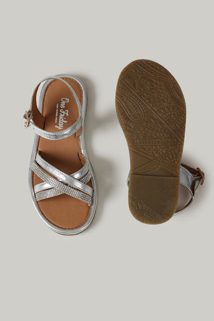 One Friday Girls Silver Solid Sandal