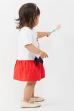 One Friday Baby Girls Red & White Embroidery Dress