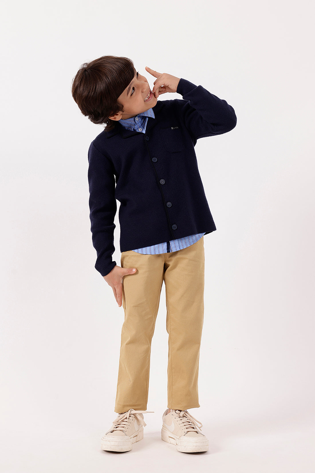 Boys Navy Blue Knit Cardigan One Friday