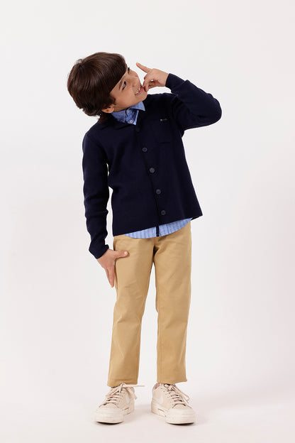 Boys Navy Blue Knit Cardigan One Friday