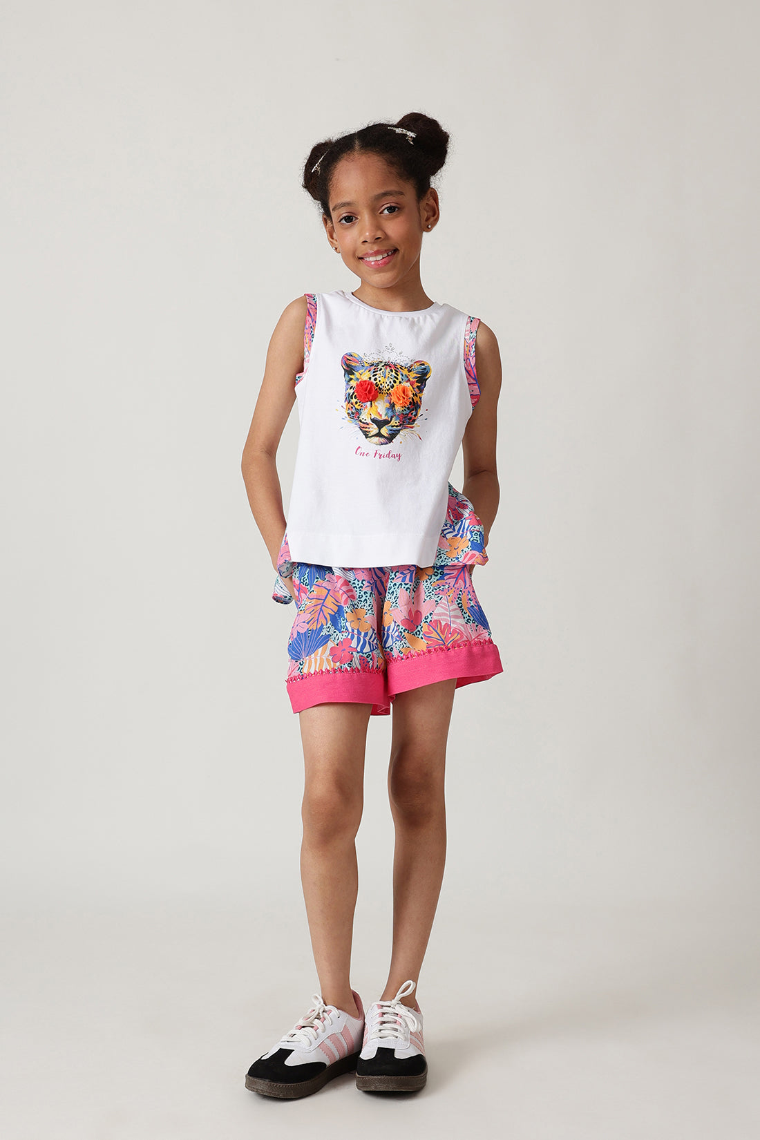 Girls White Sleeveless Top