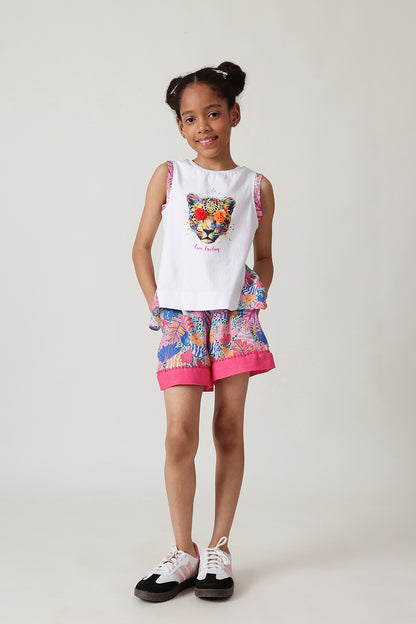 Girls White Sleeveless Top