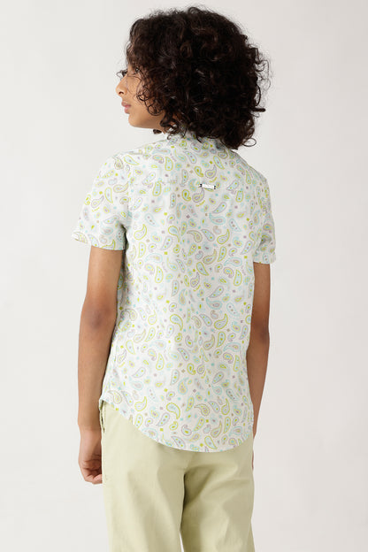 Boys Multi Color Loose Fit Half Sleeve Printed Shirt By One Friday