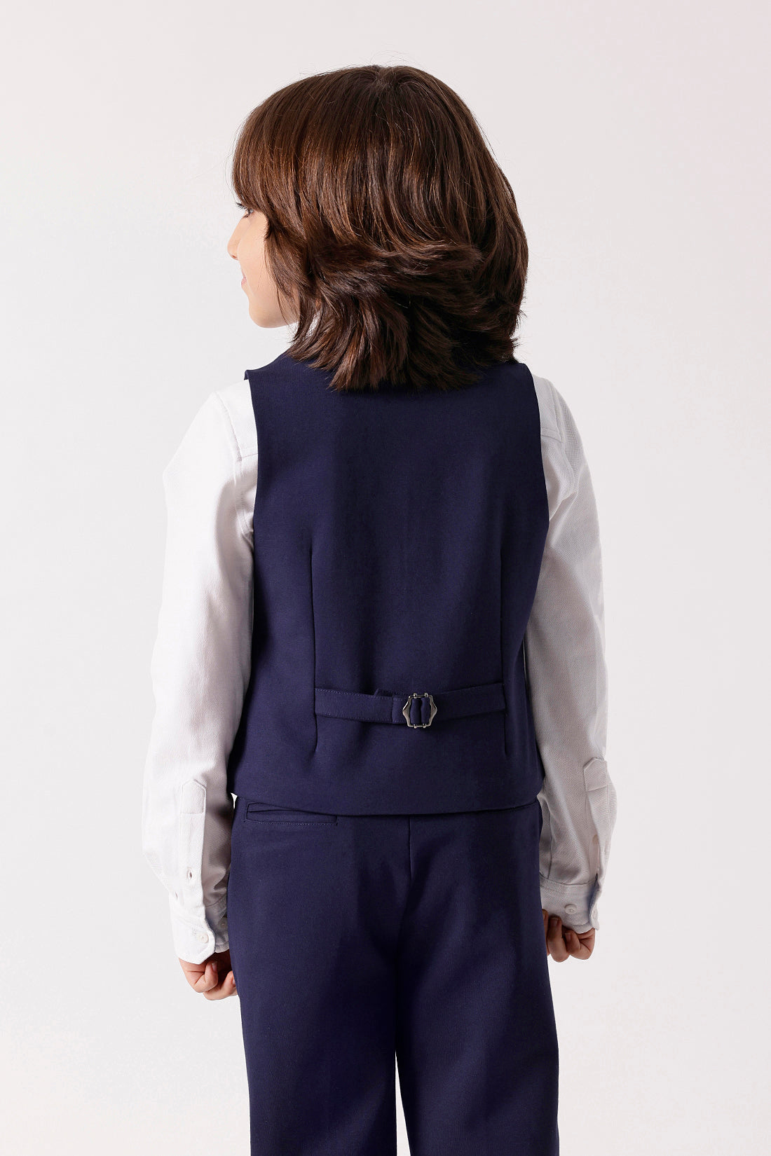 Boys Navy Blue Sleeveless V-Neck Waistcoat