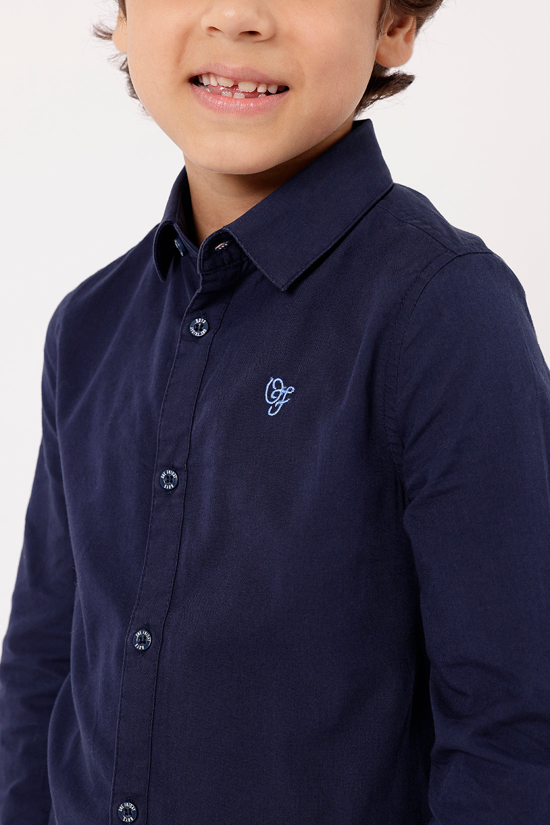 Boys Navy Blue Cotton Blend Stylish Shirt