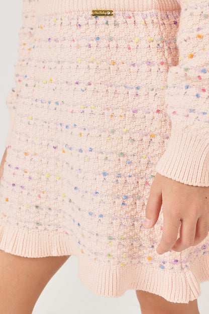 Girls Peach Acrylic Blend Winter Skirt