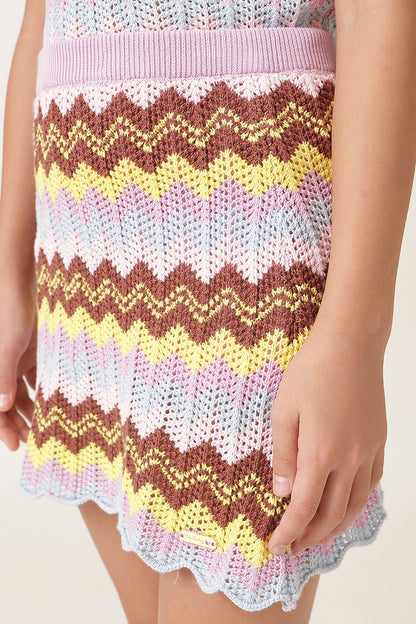 Girls Multi Abstract Jacquard Knit Skirt