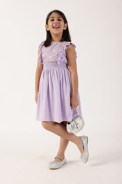 Girls Lilac Sequin Dress