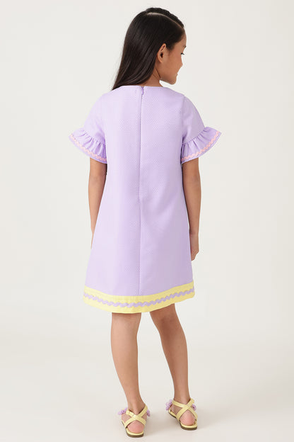 One Friday Girls Lilac Solid Dress